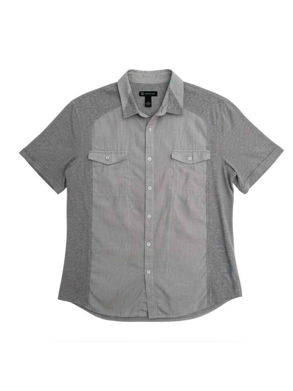 INC International Concepts Men’s XL Gray Cotton Short Sleeve Button-Up Shirt
